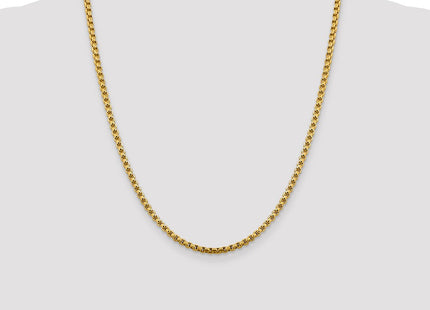 14K Semi-Solid Round Box with Lobster Clasp Chain (Style BC163-22)