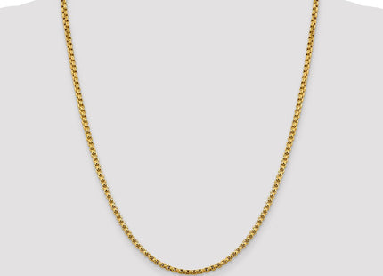 14K Semi-Solid Round Box with Lobster Clasp Chain (Style BC163-24)