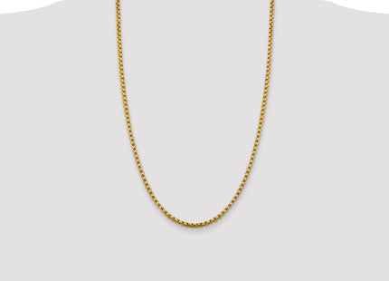 14K Semi-Solid Round Box with Lobster Clasp Chain (Style BC163-26)