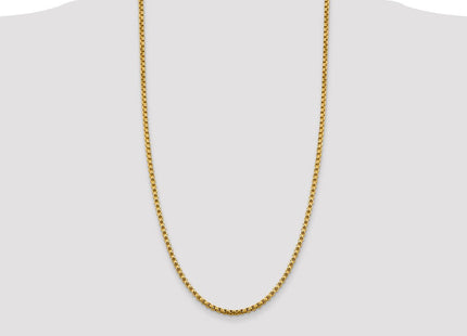 14K Semi-Solid Round Box with Lobster Clasp Chain (Style BC163-28)