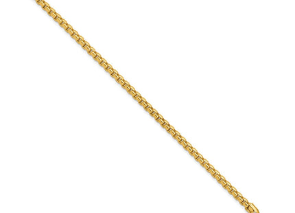14K Semi-Solid Round Box with Lobster Clasp Bracelet (Style BC163-7)
