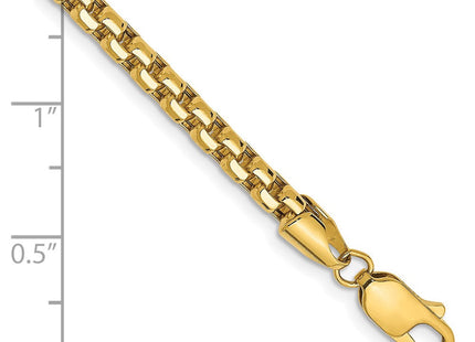 14K Semi-Solid Round Box with Lobster Clasp Bracelet (Style BC163-7)