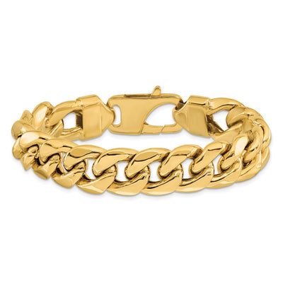 14K Semi-Solid Miami Cuban with Lobster Clasp Bracelet, 8 x 15mm