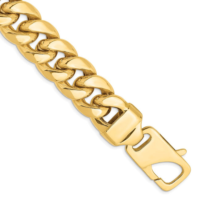 14K Semi-Solid Miami Cuban with Lobster Clasp Bracelet, 8 x 15mm
