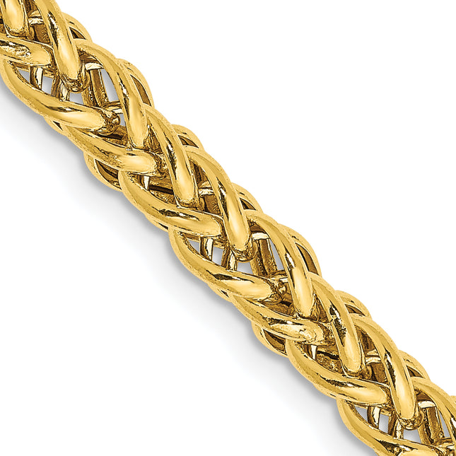 14K Semi-Solid 3-Wire Wheat with Lobster Clasp Chain, 18 x 4.65mm