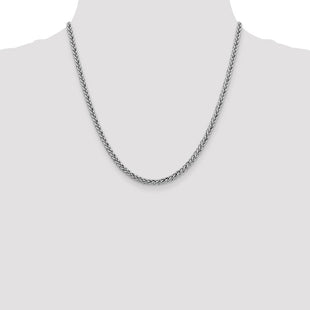 14K White Gold Semi-Solid 3-Wire Wheat with Lobster Clasp Chain (Style BC180-20)
