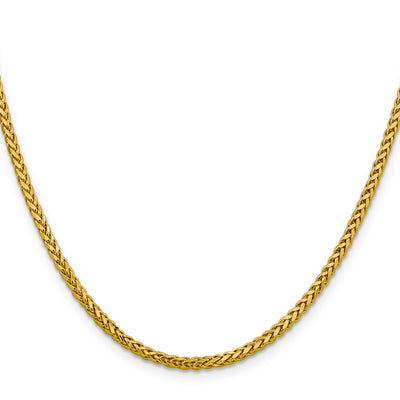 14K Semi-Solid Diamond-cut Wheat with Lobster Clasp Chain, 16 x 2.5mm