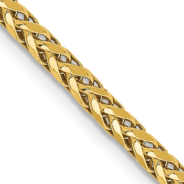 14K Semi-Solid Diamond-cut Wheat with Lobster Clasp Chain, 16 x 2.5mm