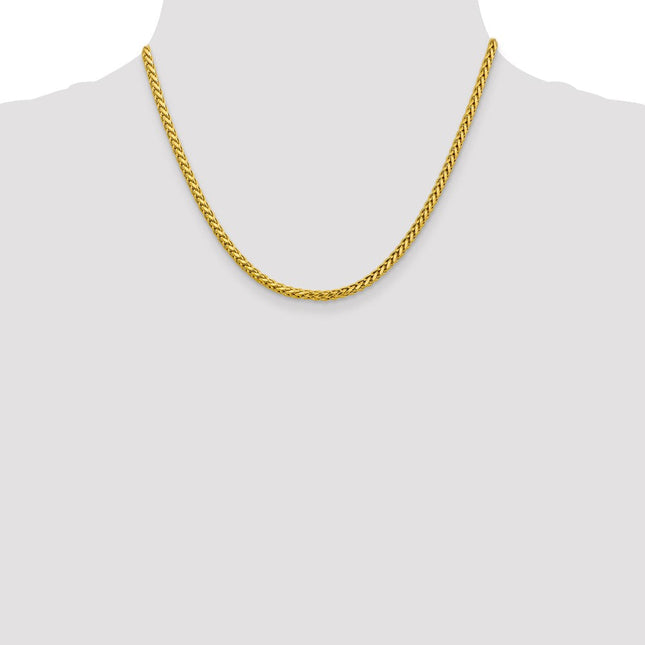 14K Semi-Solid Diamond-cut Wheat with Lobster Clasp Chain, 18 x 3.1mm