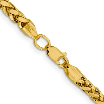 14K Semi-Solid Diamond-cut Wheat with Lobster Clasp Chain, 18 x 3.7mm