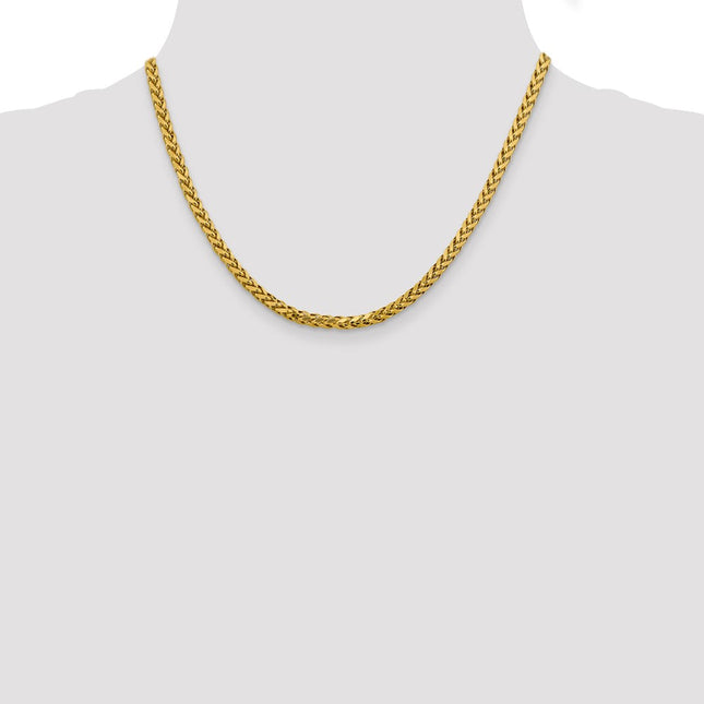 14K Semi-Solid Diamond-cut Wheat with Lobster Clasp Chain, 18 x 3.7mm