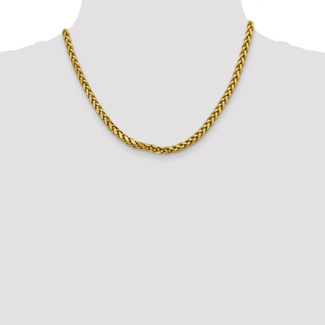 14K Semi-Solid Diamond-cut Wheat with Lobster Clasp Chain, 18 x 5mm