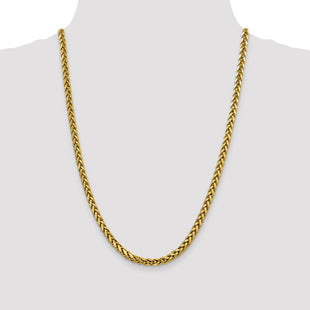 14K Semi-Solid Diamond-cut Wheat with Lobster Clasp Chain (Style BC186-24)
