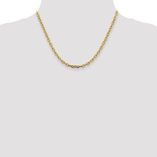 14K Semi-Solid Diamond-cut Open Link Cable with Lobster Clasp Chain (Style BC187-18)