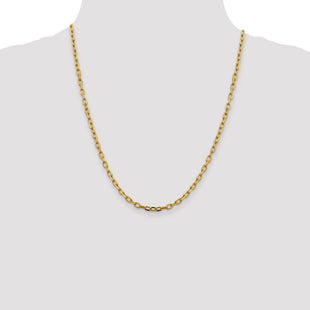 14K Semi-Solid Diamond-cut Open Link Cable with Lobster Clasp Chain (Style BC187-22)