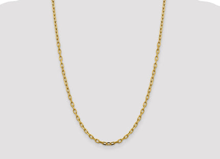 14K Semi-Solid Diamond-cut Open Link Cable with Lobster Clasp Chain (Style BC187-24)