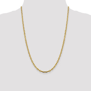 14K Semi-Solid Diamond-cut Open Link Cable with Lobster Clasp Chain (Style BC187-24)