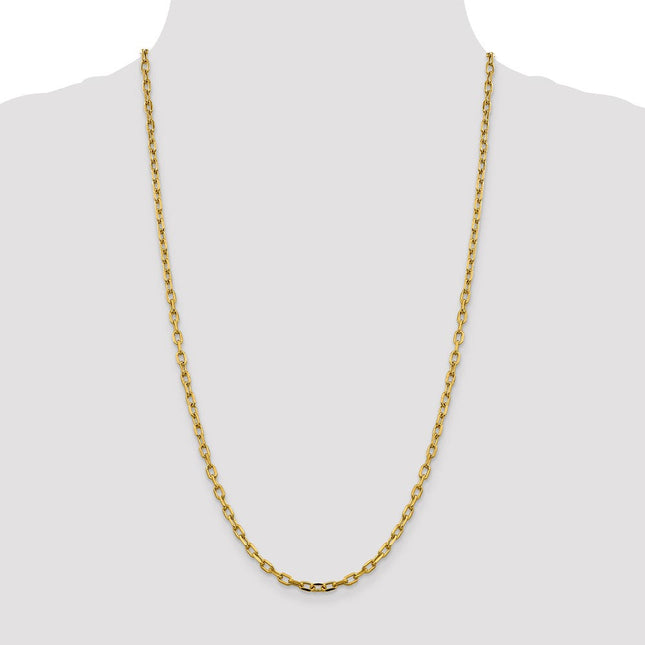14k Semi-solid D/C Open Link Cable Chain, 7 x 3.7mm