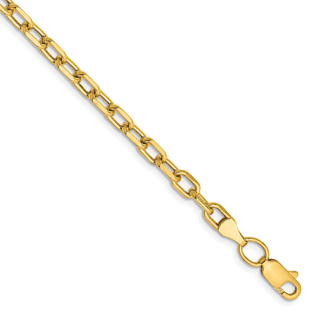 14k Semi-solid D/C Open Link Cable Chain, 7 x 3.7mm