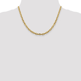 14K Semi-Solid Diamond-cut Open Link Cable with Lobster Clasp Chain (Style BC188-18)