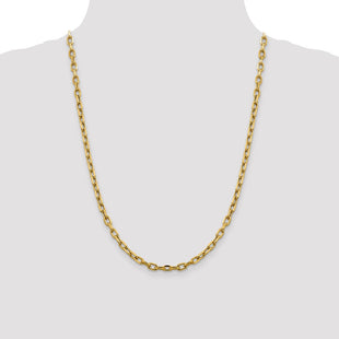 14K Semi-Solid Diamond-cut Open Link Cable with Lobster Clasp Chain (Style BC188-24)