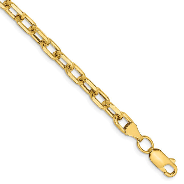 14k Semi-solid D/C Open Link Cable Chain, 7 x 4.9mm