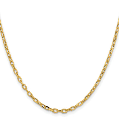 14K Yellow Gold Semi-Solid Diamond-cut Open Link Cable with Lobster Clasp Chain