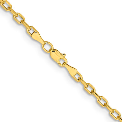 14K Yellow Gold Semi-Solid Diamond-cut Open Link Cable with Lobster Clasp Chain