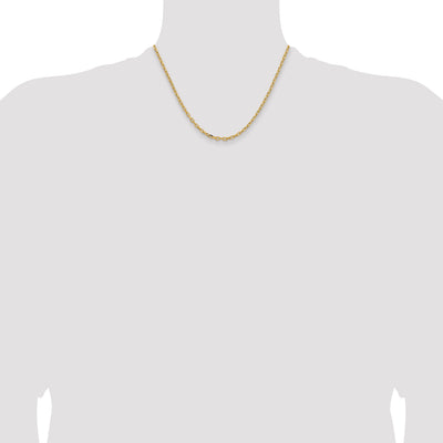 14K Yellow Gold Semi-Solid Diamond-cut Open Link Cable with Lobster Clasp Chain