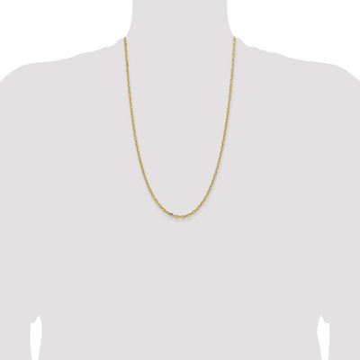 14K Yellow Gold Semi-Solid Diamond-cut Open Link Cable with Lobster Clasp Chain