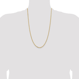 14K Yellow Gold Semi-Solid Diamond-cut Open Link Cable with Lobster Clasp Chain (Style BC189-26)