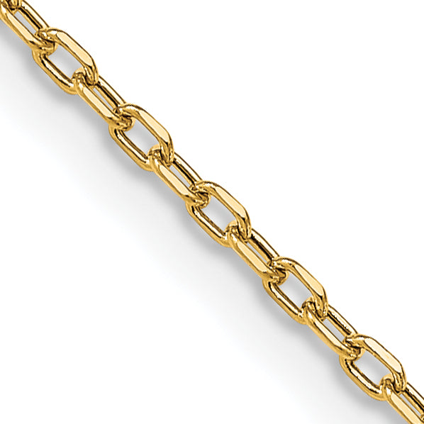 14K Yellow Gold Semi-Solid Diamond-cut Open Link Cable with Lobster Clasp Chain