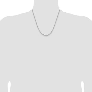 14k White Gold Semi-solid D/C Open Link Cable Chain (Style BC189W-20)