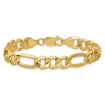 14K Semi-Solid Figaro with Lobster Clasp Bracelet, 7 x 8.5mm