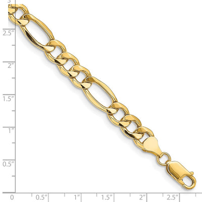 14K Semi-Solid Figaro with Lobster Clasp Bracelet, 7 x 8.5mm