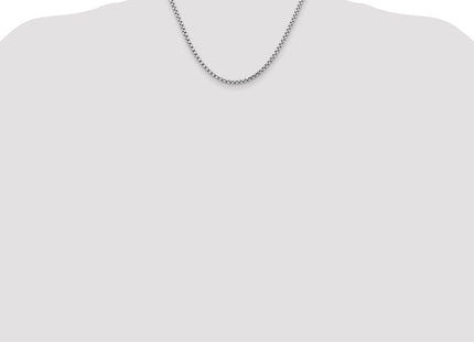 14K White Gold Semi-Solid Round Box with Lobster Clasp Chain (Style BC191-18)