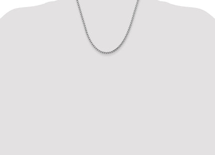 14K White Gold Semi-Solid Round Box with Lobster Clasp Chain (Style BC191-20)