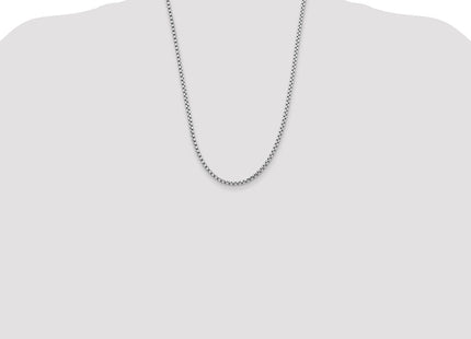 14K White Gold Semi-Solid Round Box with Lobster Clasp Chain (Style BC191-24)