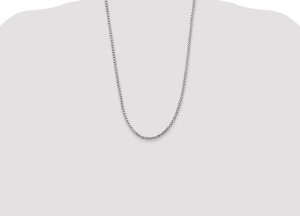 14K White Gold Semi-Solid Round Box with Lobster Clasp Chain (Style BC191-26)