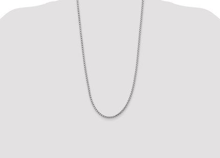 14K White Gold Semi-Solid Round Box with Lobster Clasp Chain (Style BC191-28)