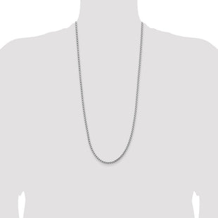 14K White Gold Semi-Solid Round Box with Lobster Clasp Chain (Style BC191-30)