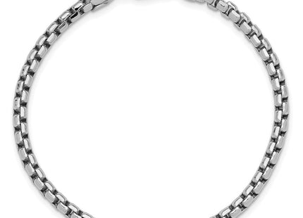 14K White Gold Semi-Solid Round Box with Lobster Clasp Bracelet (Style BC191-7)