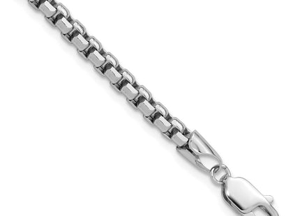 14K White Gold Semi-Solid Round Box with Lobster Clasp Bracelet (Style BC191-7)