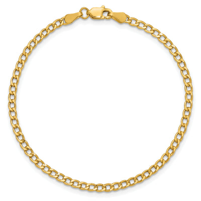 14K Semi-Solid Curb with Lobster Clasp Bracelet, 7 x 2.85mm