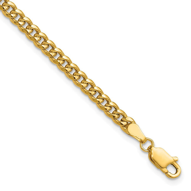 14k Semi-Solid Miami Cuban Chain, 7 x 3.5mm
