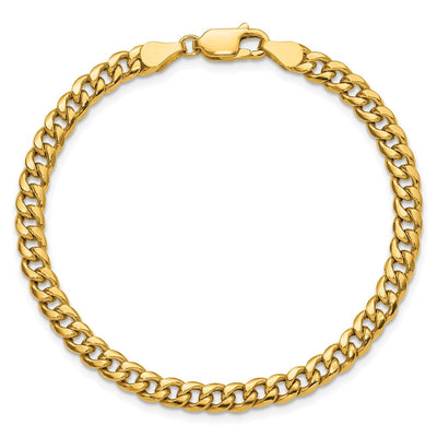 14K Semi-Solid Miami Cuban Chain, 7 x 4.5mm