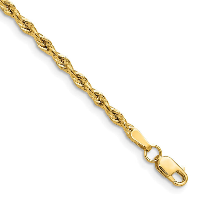 14K Yellow Gold Semi-Solid Rope Chain