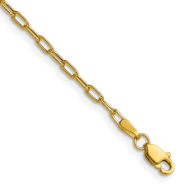 14k Semi-Solid Beveled Paperclip Chain, 7 x 2.2mm