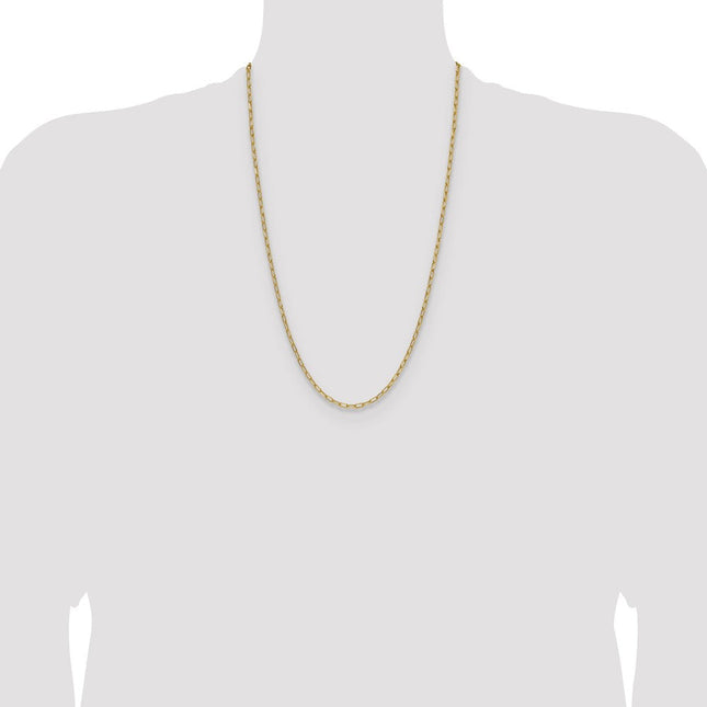 14k Semi-Solid Beveled Paperclip Chain, 7 x 3mm