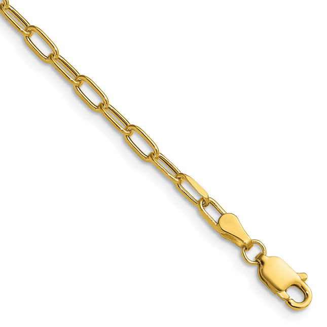 14k Semi-Solid Beveled Paperclip Chain, 7 x 3mm